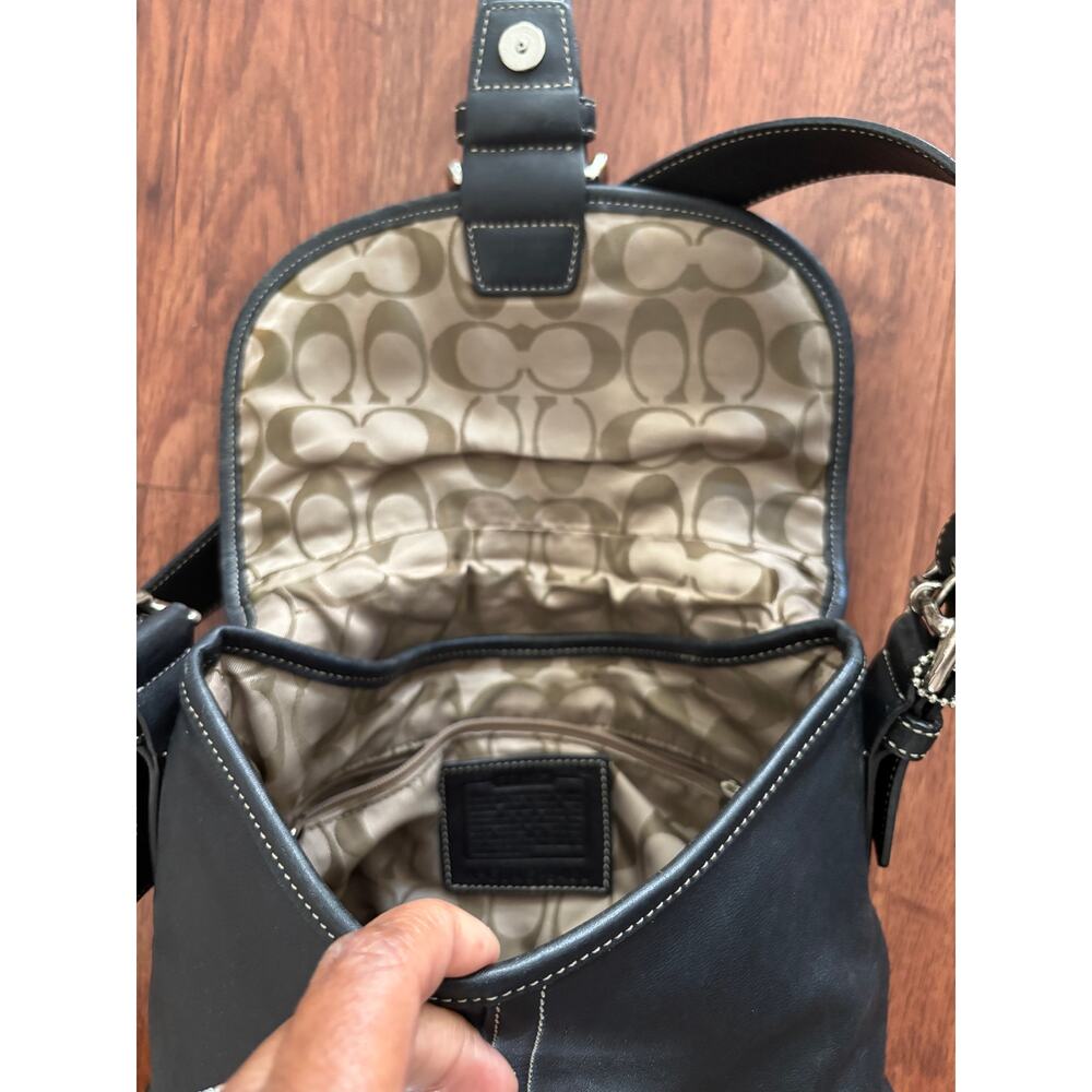 Vintage Coach Front Flap Soho Crossbody Black Leather Convertible Shoulder Hobo - Picture 11 of 11